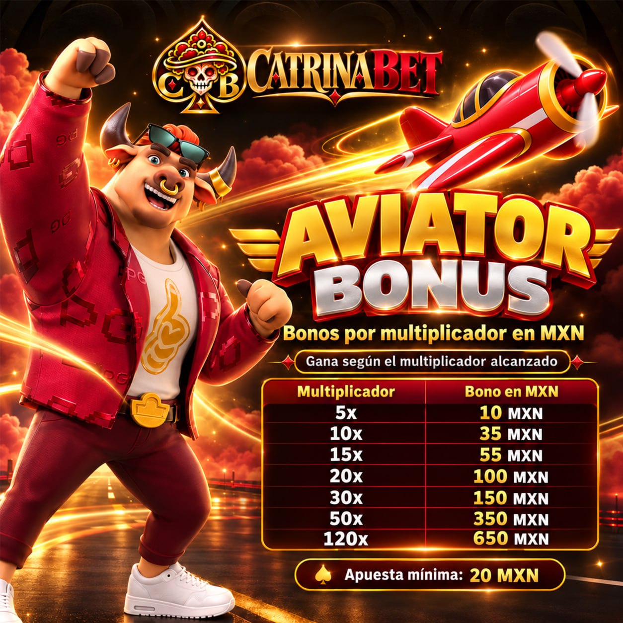 Imagen promocional de Catrina Bet Aviator Bonus