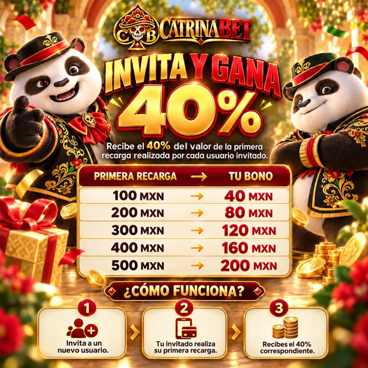 Imagen de referencia del bono de invitación de Catrina Bet